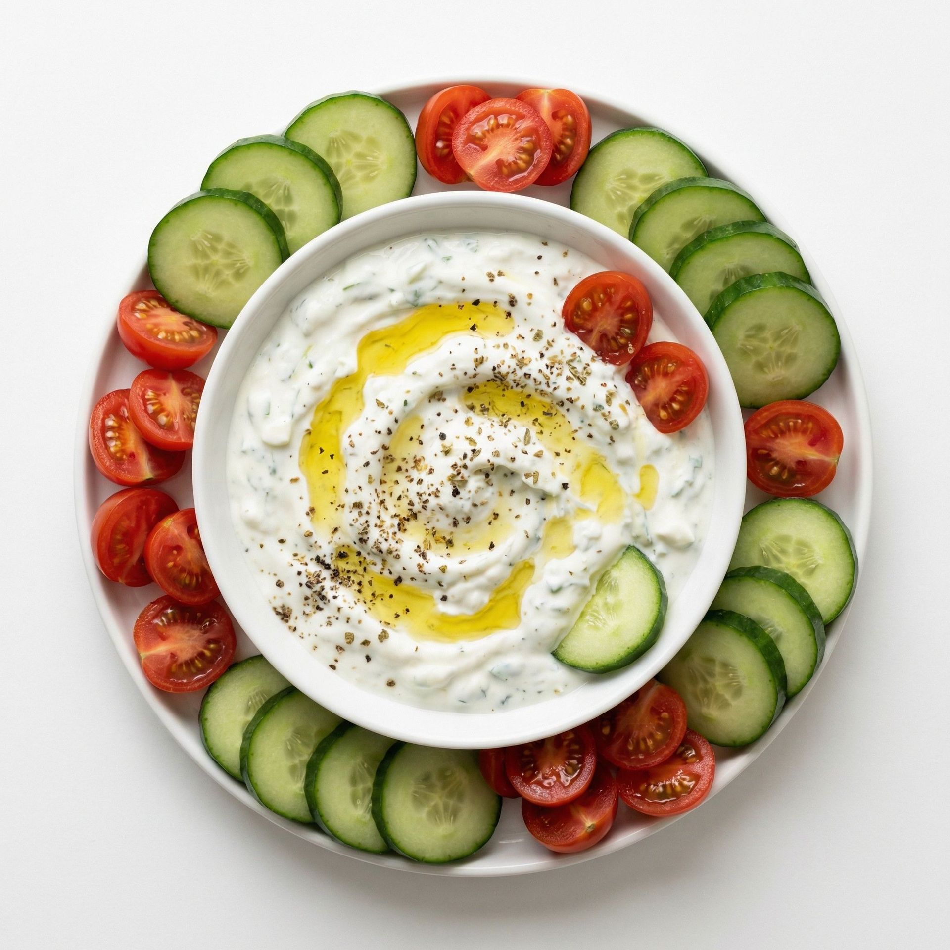 Cooling Tzatziki & Crisp Veggie Plate, prepared as a finished Lila recipe