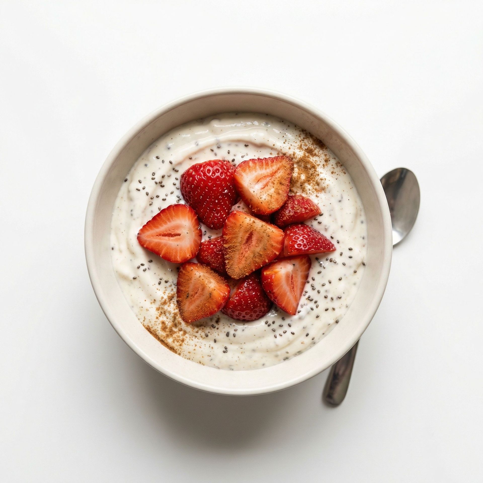 Strawberry Vanilla Protein Yogurt Bowl, prepared as a finished Lila recipe