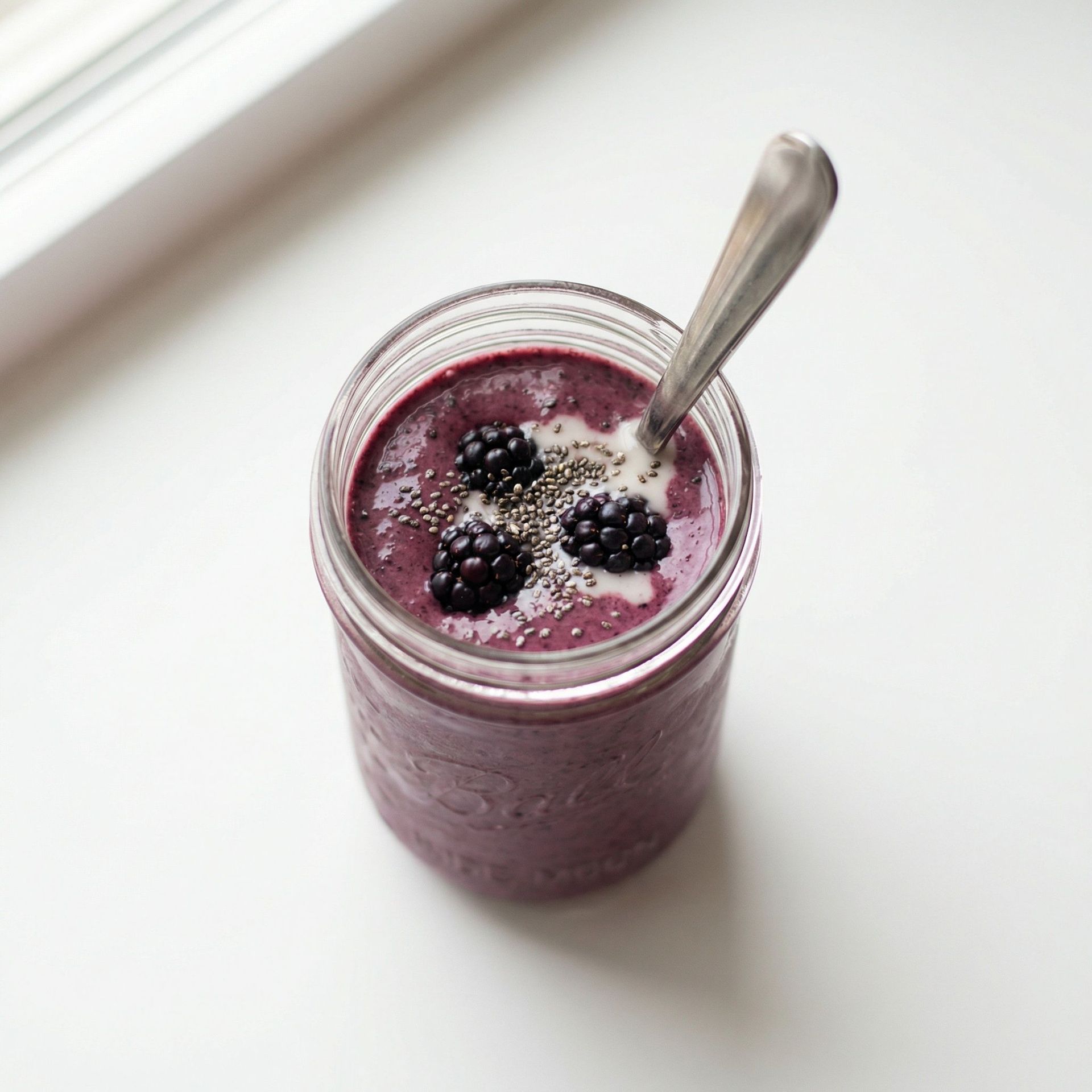 Blackberry Chia Protein Smoothie, prepared as a finished Lila recipe