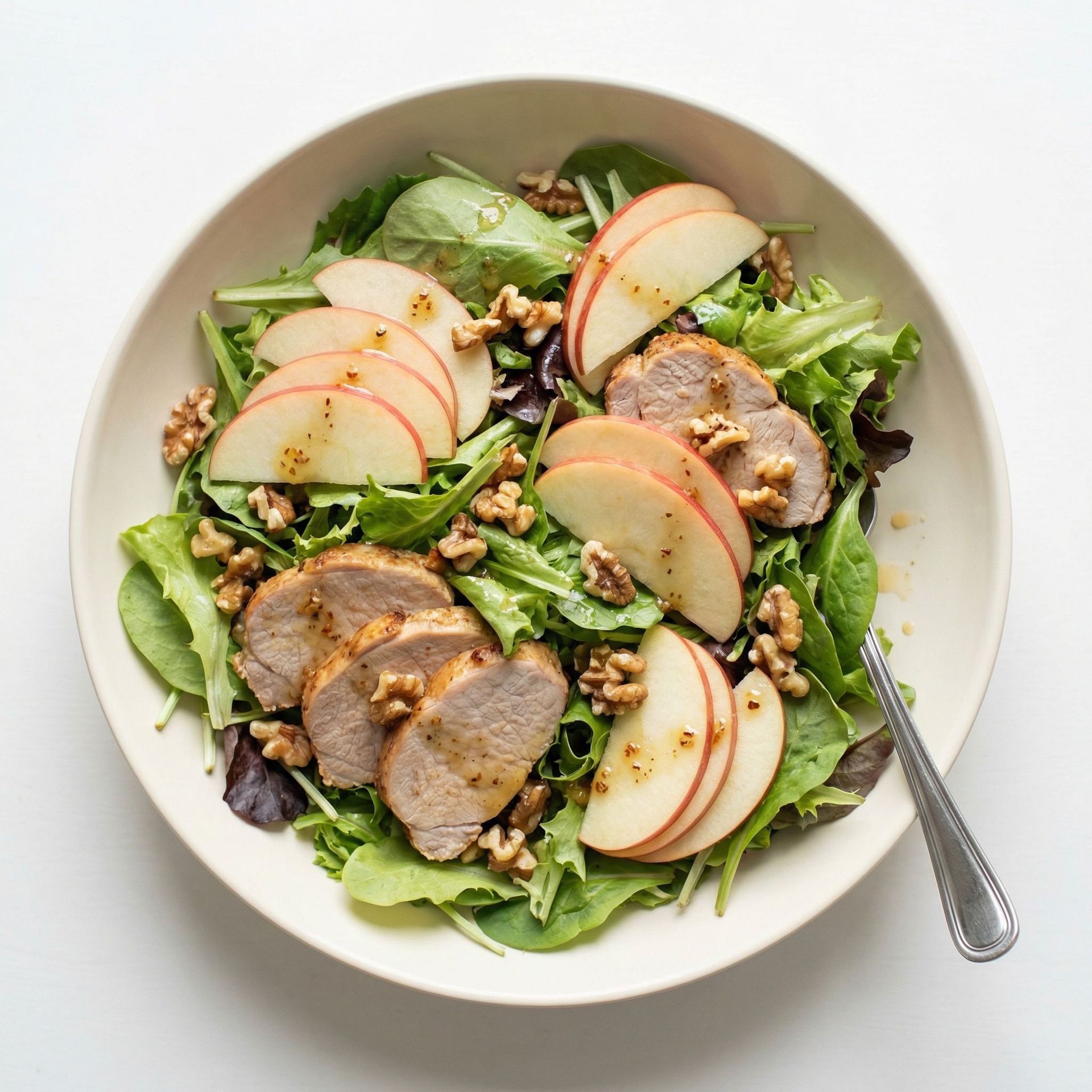 Roast Pork and Crisp Apple Salad, prepared as a finished Lila recipe