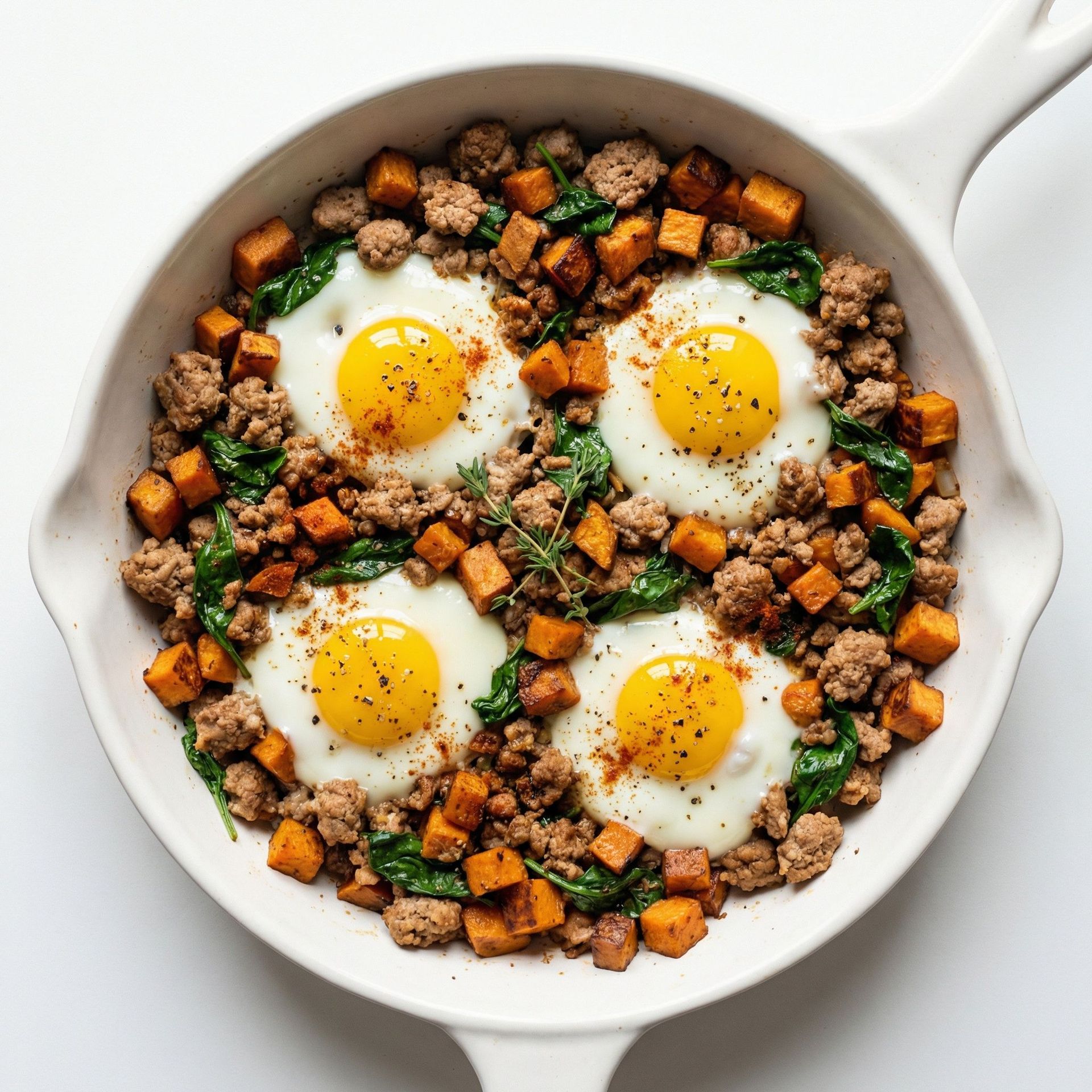 Ground Turkey and Sweet Potato Hash, prepared as a finished Lila recipe