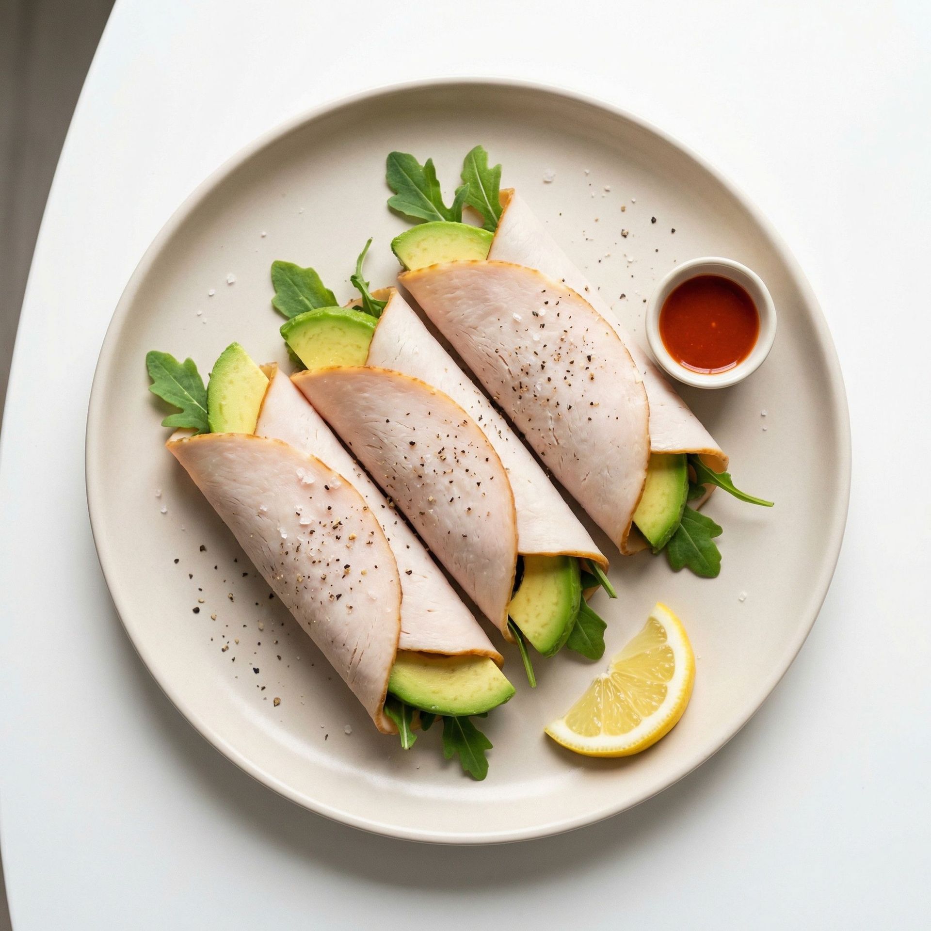 Turkey Avocado Roll-Ups, prepared as a finished Lila recipe