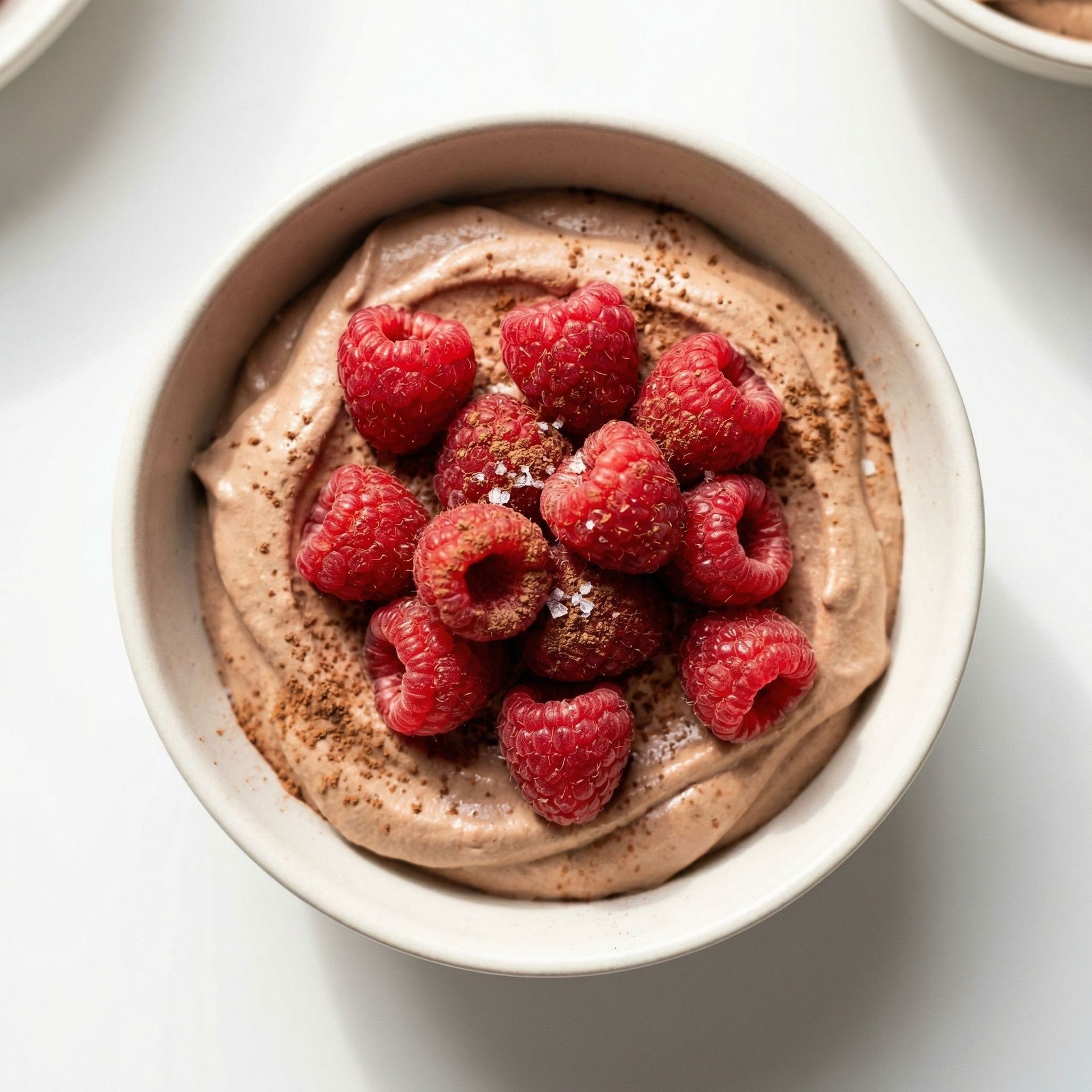 Cocoa Whipped Ricotta With Fresh Raspberries, prepared as a finished Lila recipe
