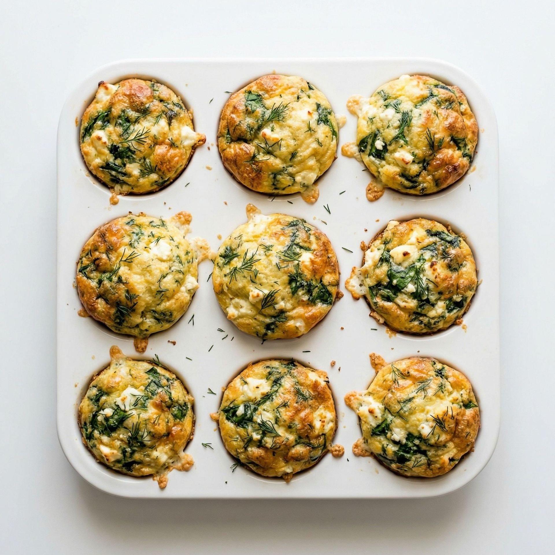 Feta, Dill and Spinach Egg Muffins, prepared as a finished Lila recipe