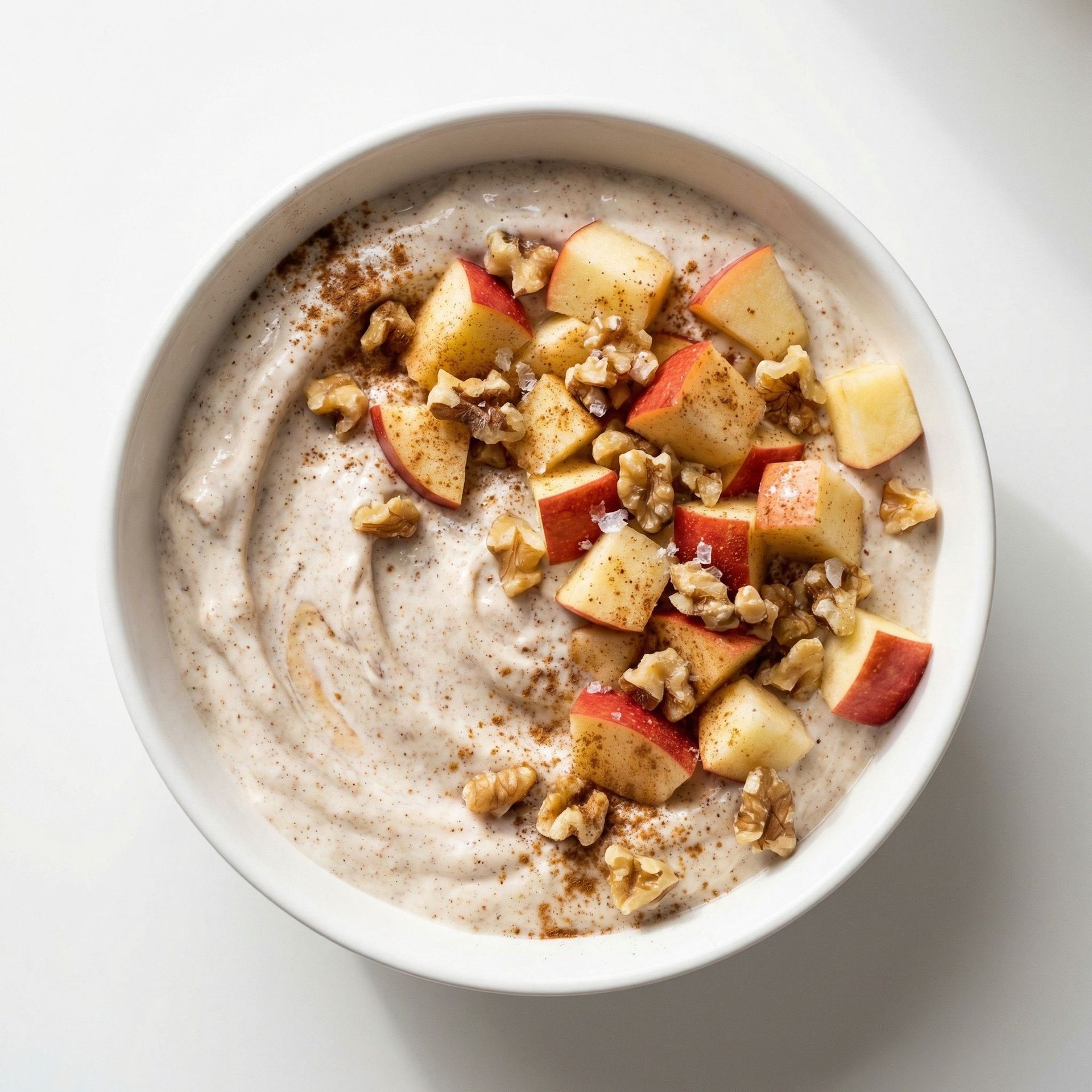 Cinnamon Apple & Walnut Greek Yogurt Bowl, prepared as a finished Lila recipe