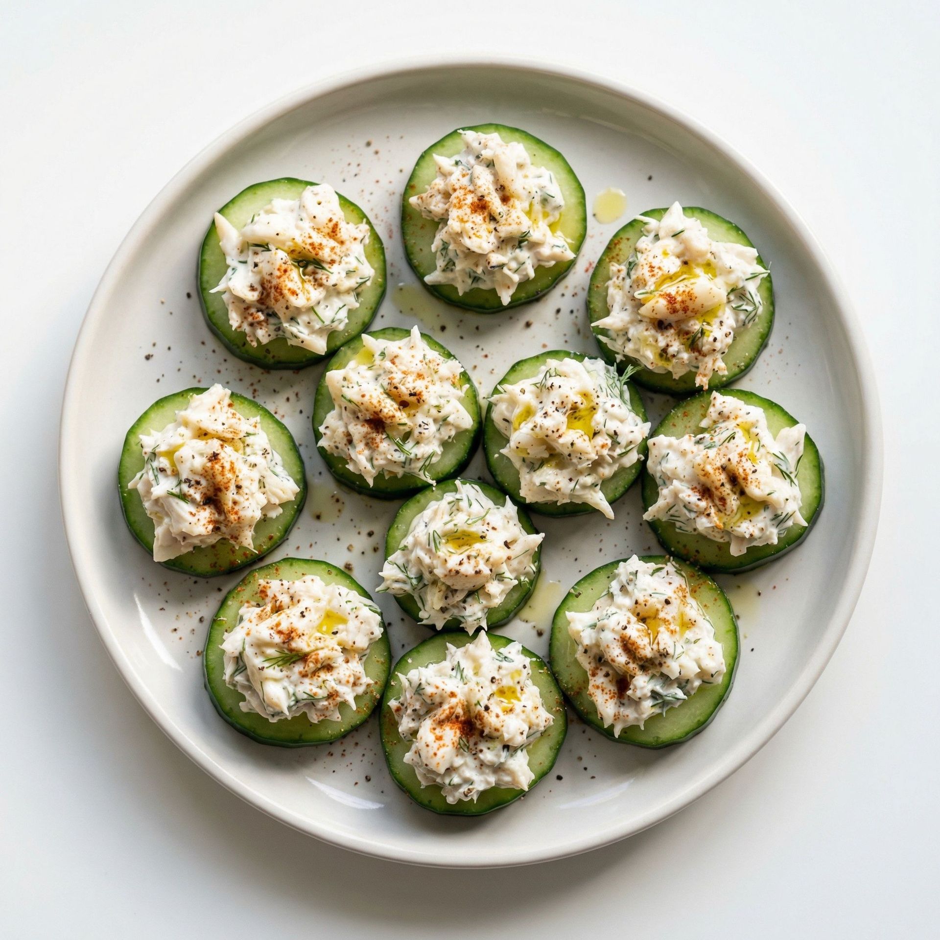 Creamy Lemon-Dill Crab and Cucumber Bites, prepared as a finished Lila recipe