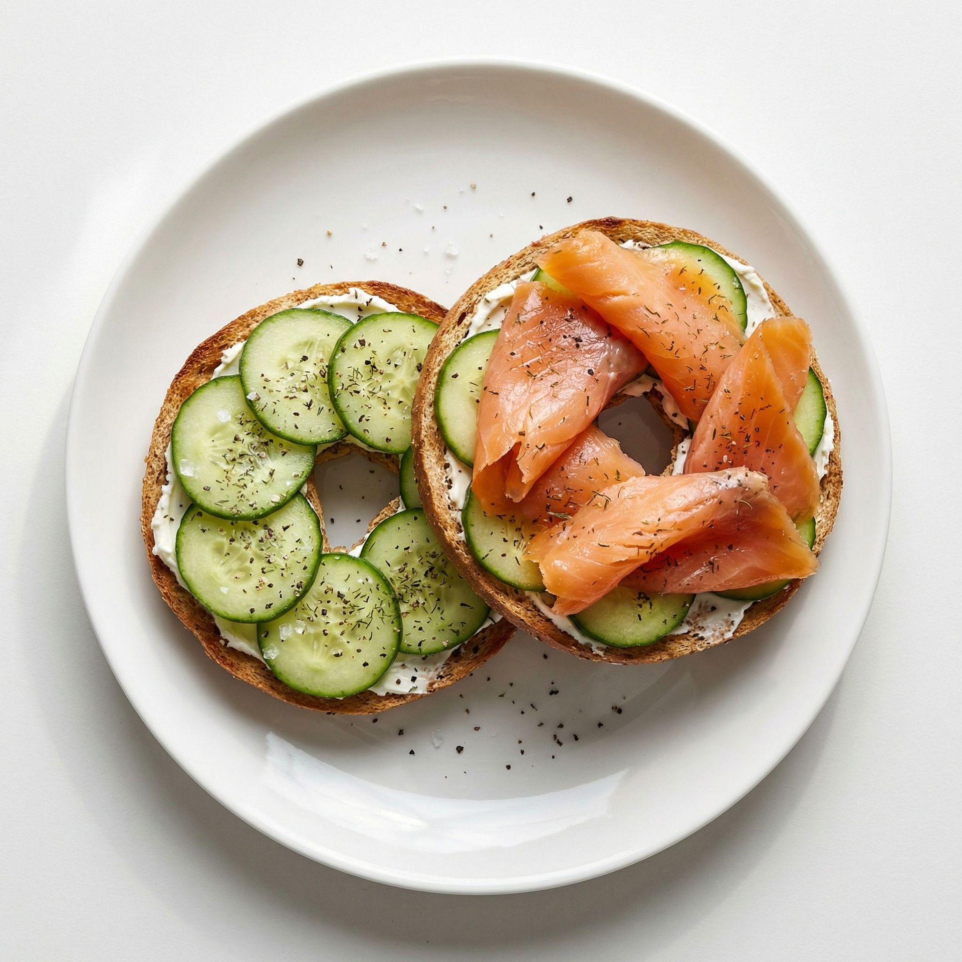 Classic Smoked Salmon Whole Wheat Bagel, prepared as a finished Lila recipe