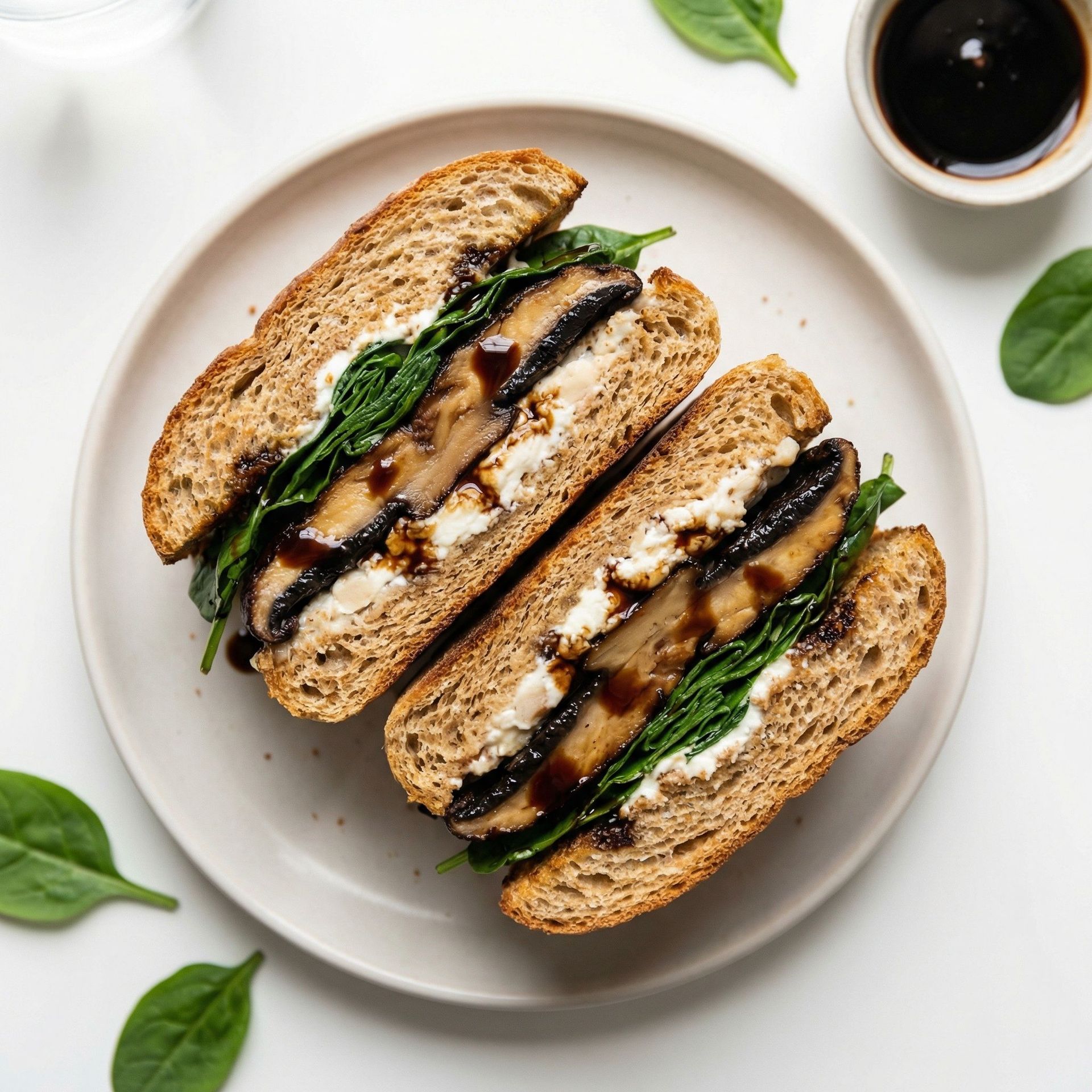 Portobello and Goat Cheese Panini, prepared as a finished Lila recipe