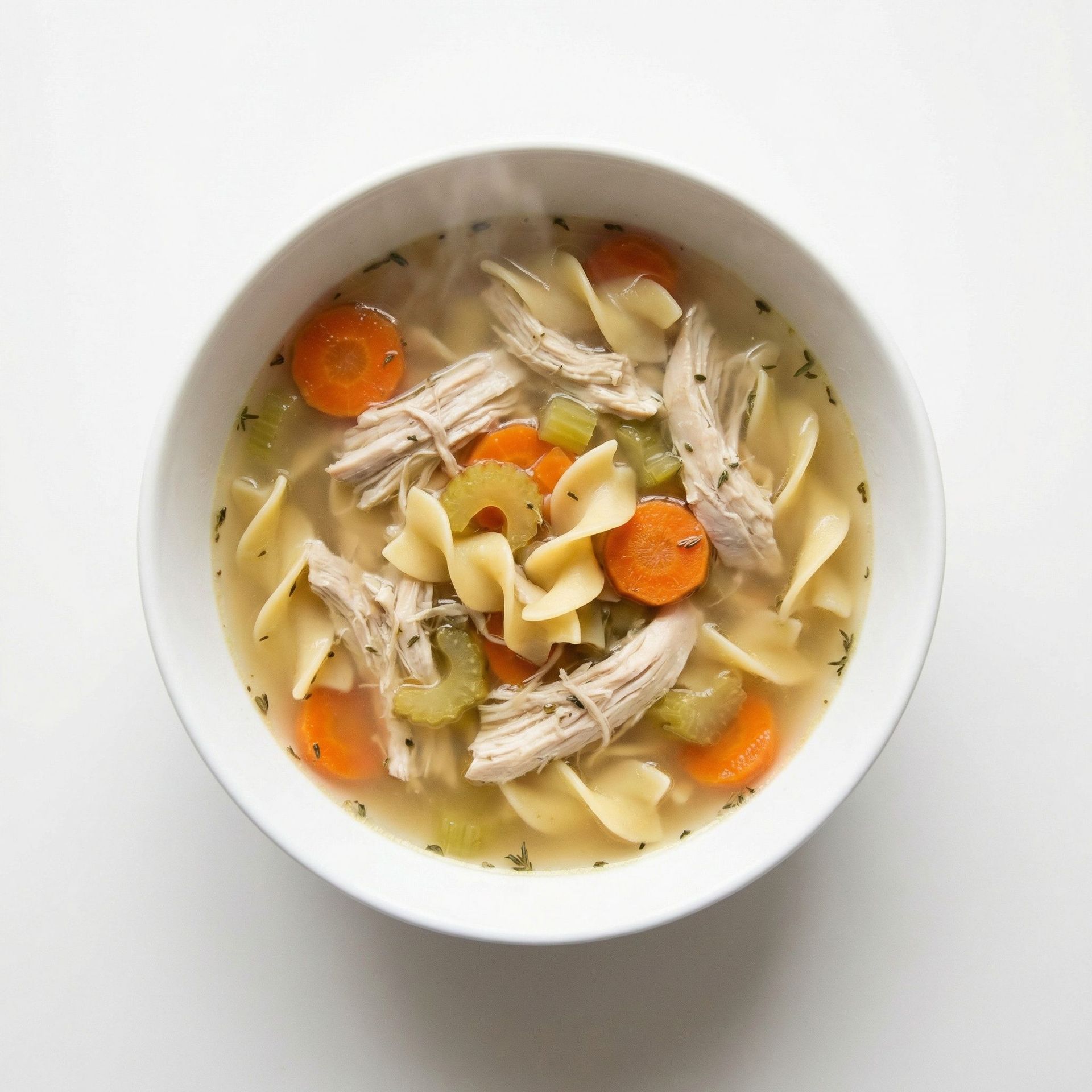 Classic Restorative Chicken Noodle Soup, prepared as a finished Lila recipe