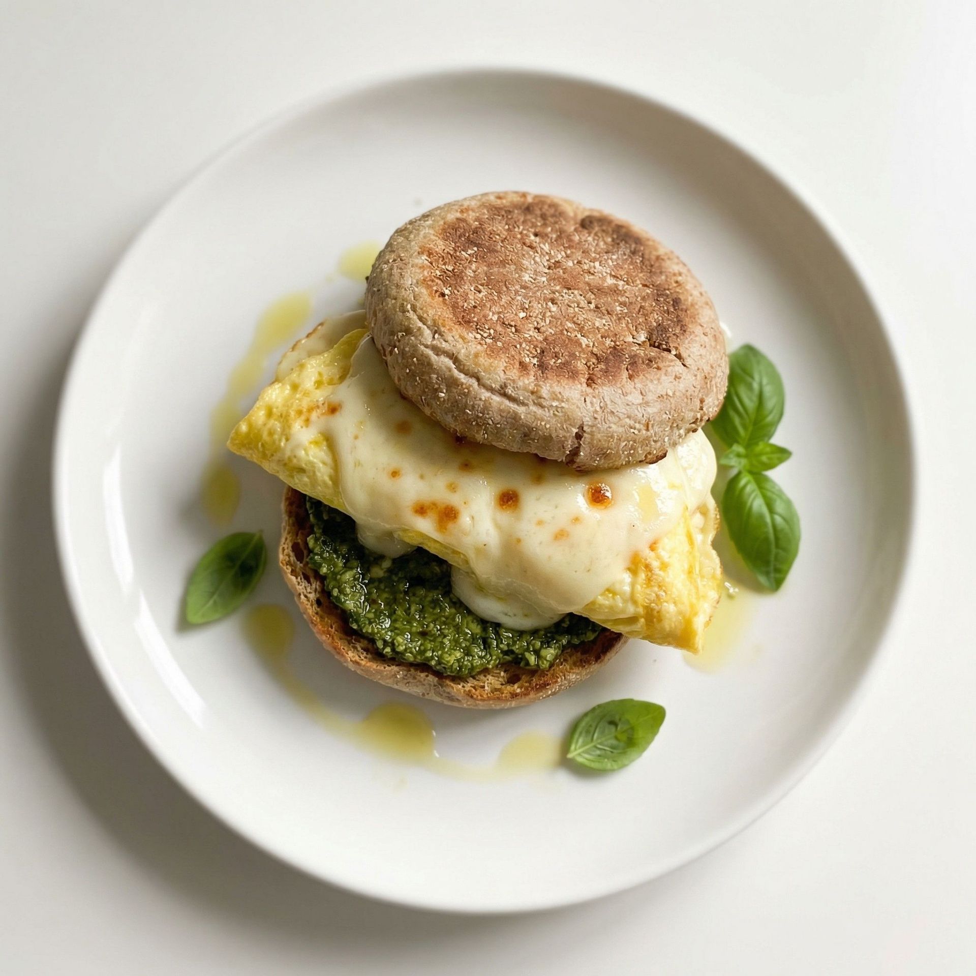 Mozzarella & Pesto Egg Sandwich, prepared as a finished Lila recipe