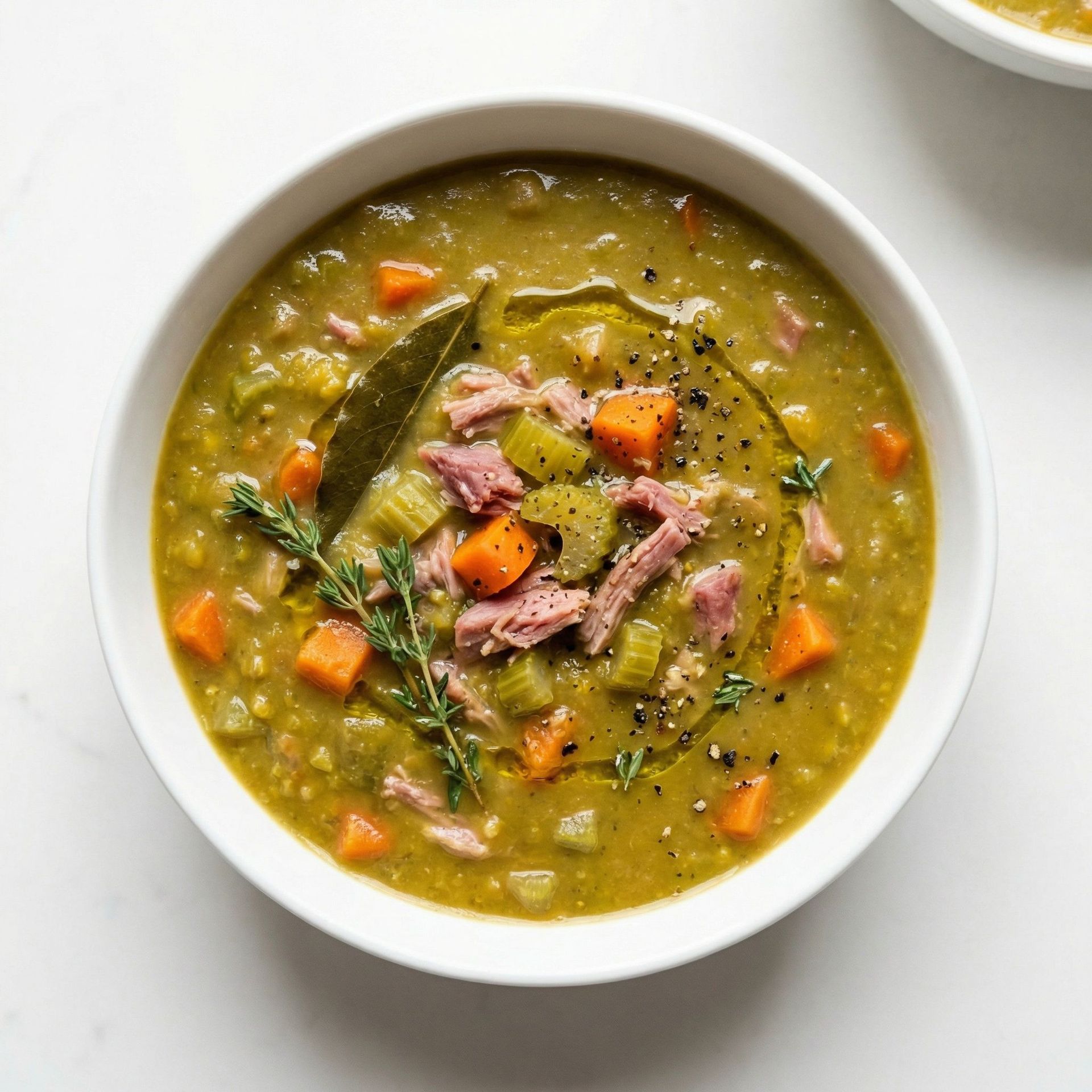 Hearty Split Pea & Ham Soup, prepared as a finished Lila recipe