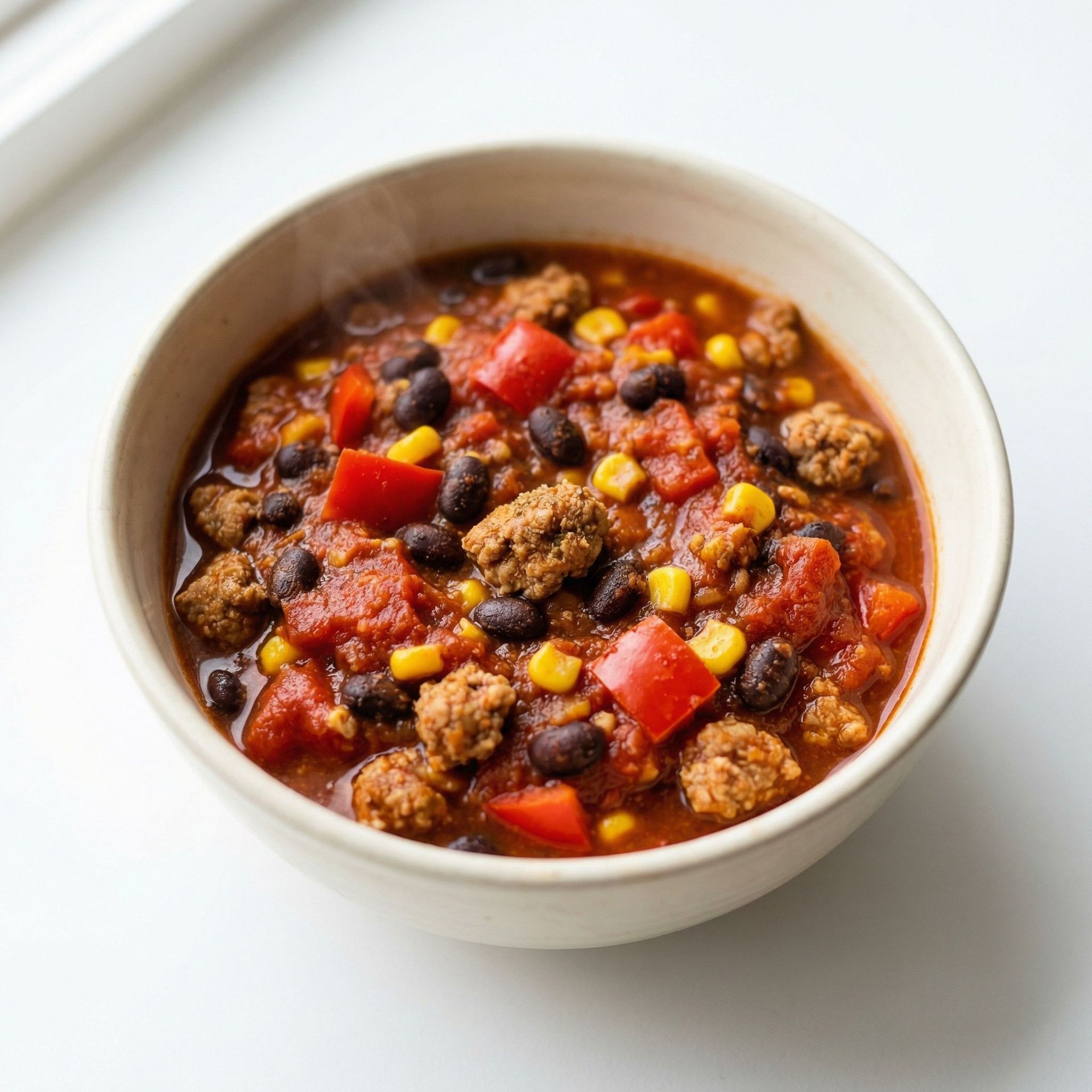 Turkey And Black Bean Power Chili, prepared as a finished Lila recipe
