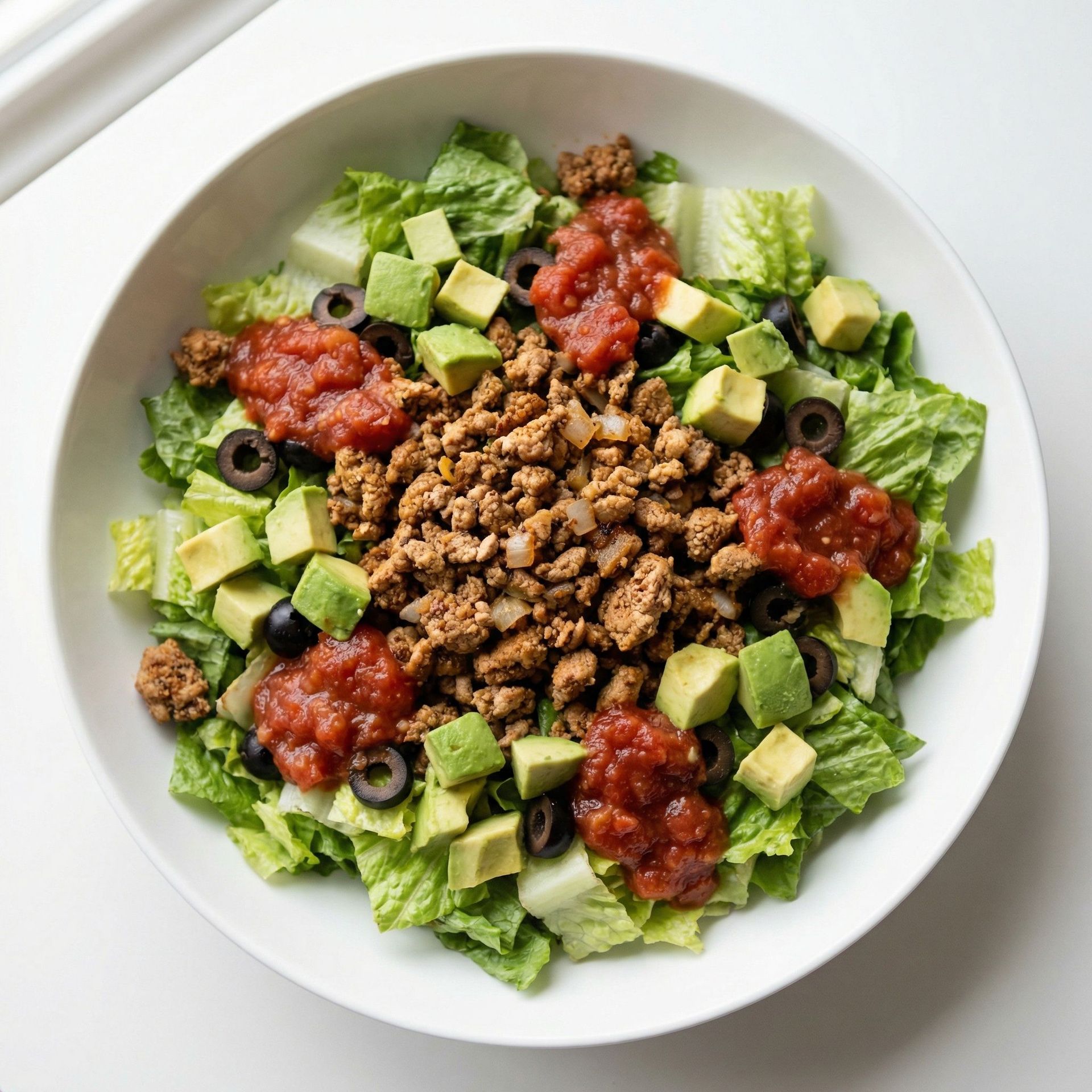 Spiced Turkey Taco Salad With Avocado, prepared as a finished Lila recipe