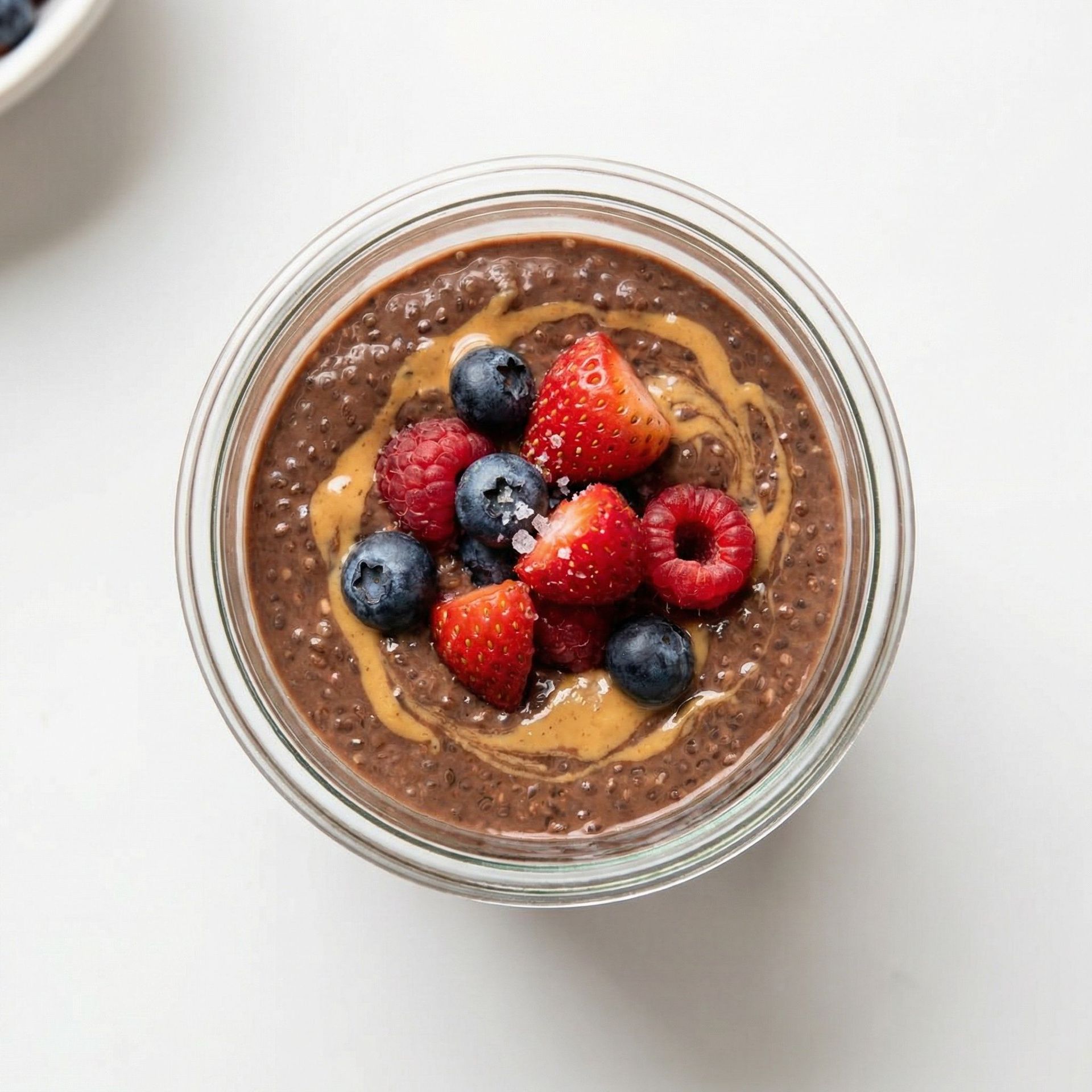 Peanut Butter Chocolate Protein Chia Pudding, prepared as a finished Lila recipe