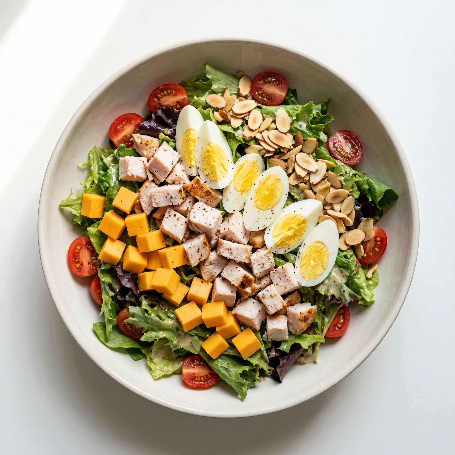 Classic Turkey and Egg Chef Salad, prepared as a finished Lila recipe