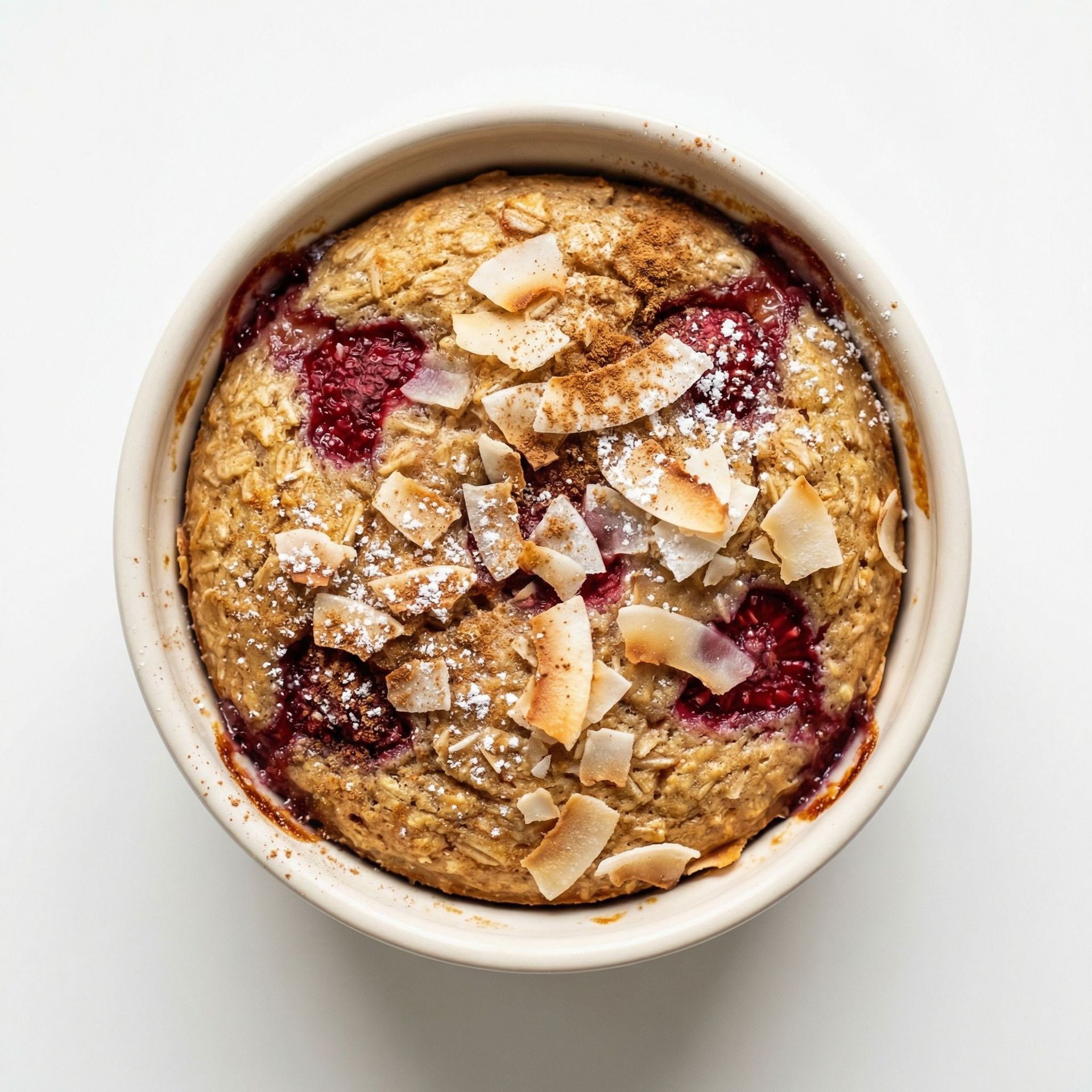 Raspberry Coconut Baked Oats, prepared as a finished Lila recipe