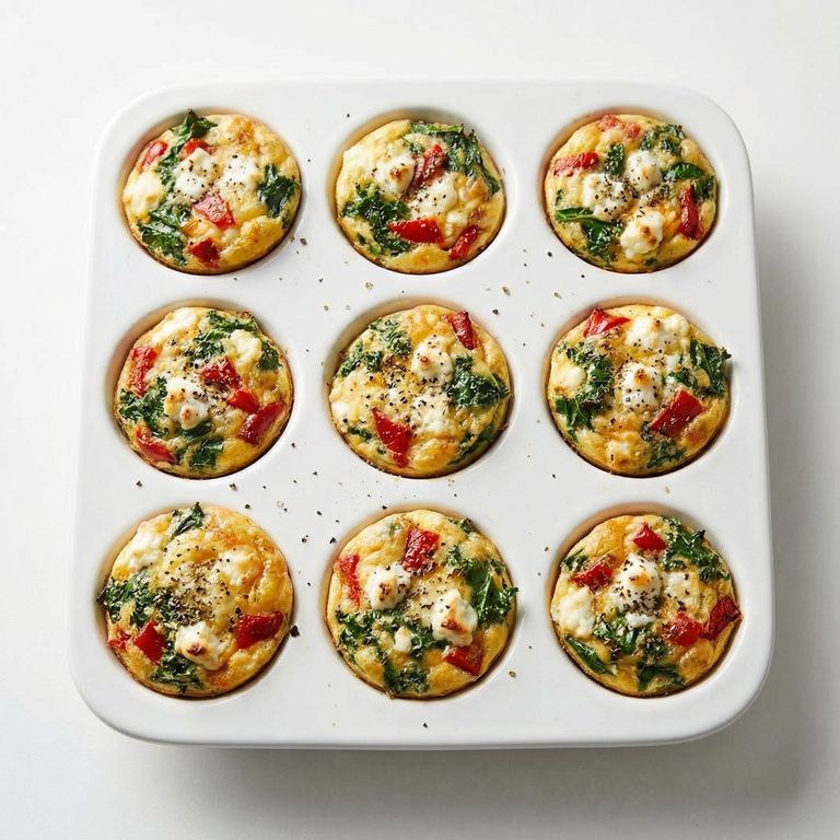 Red Pepper and Goat Cheese Egg Bites, prepared as a finished Lila recipe