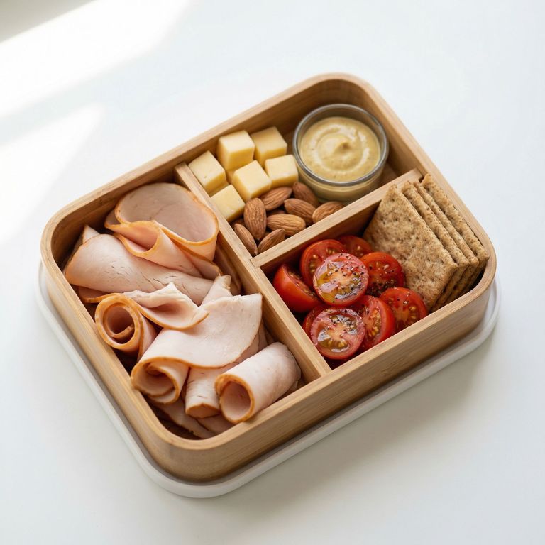 Smoked Turkey and Gouda Bento Box, prepared as a finished Lila recipe