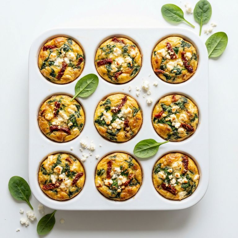 Sun-Dried Tomato & Feta Egg Cups, prepared as a finished Lila recipe