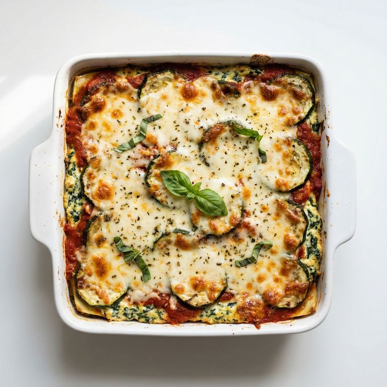 Zucchini & Spinach Lasagna Bake, prepared as a finished Lila recipe