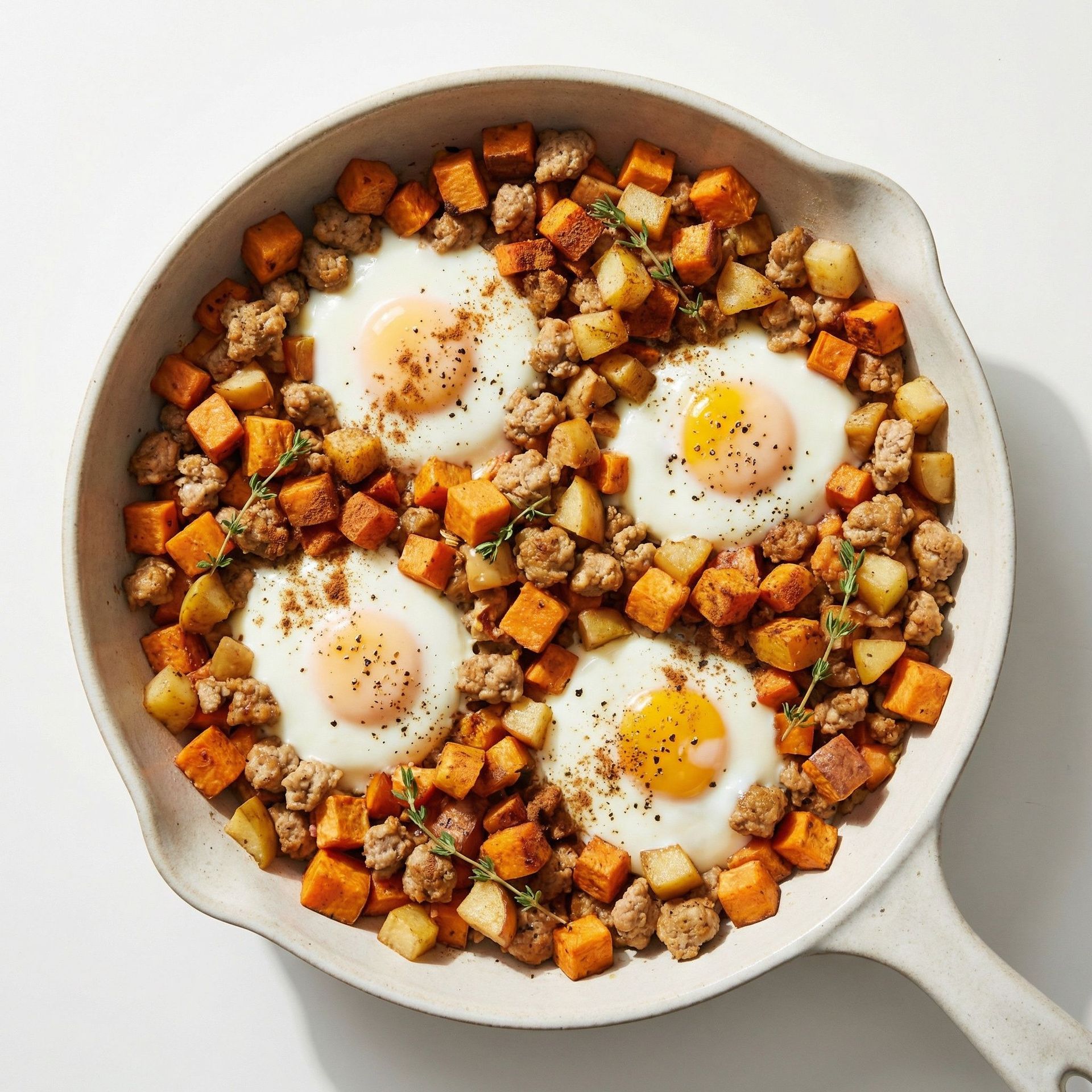 Chicken Sausage and Apple Breakfast Hash, prepared as a finished Lila recipe