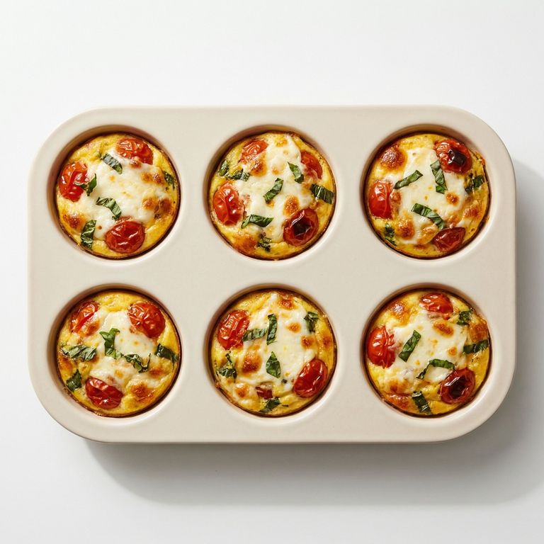 Caprese Egg Bites, prepared as a finished Lila recipe