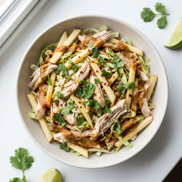 Thai-Inspired Peanut Chicken and Apple Slaw, prepared as a finished Lila recipe