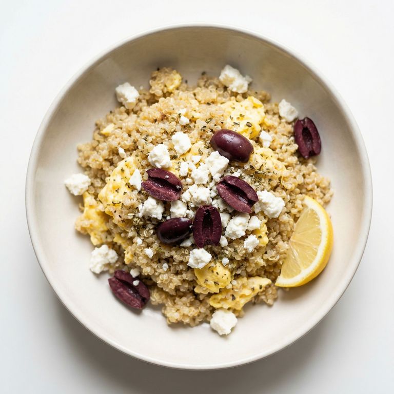 Mediterranean Quinoa Breakfast Bowl, prepared as a finished Lila recipe