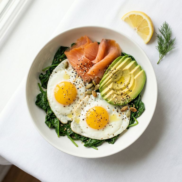 Smoked Salmon and Avocado Breakfast Bowl, prepared as a finished Lila recipe